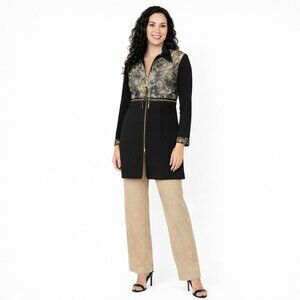 2/$30 Frank Lyman 8 Design Black, Olive, Gold Zip-Up Long Sleeve Jacket